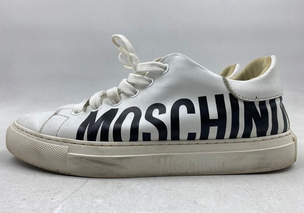 Moschino Couture White Leather Side Logo Low Top Sneakers Sz. 37